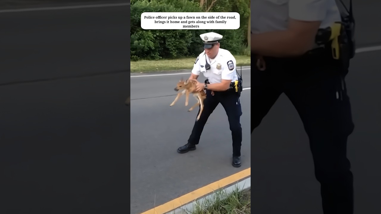 Police officer rescue baby deer #shorts #rescue #animals