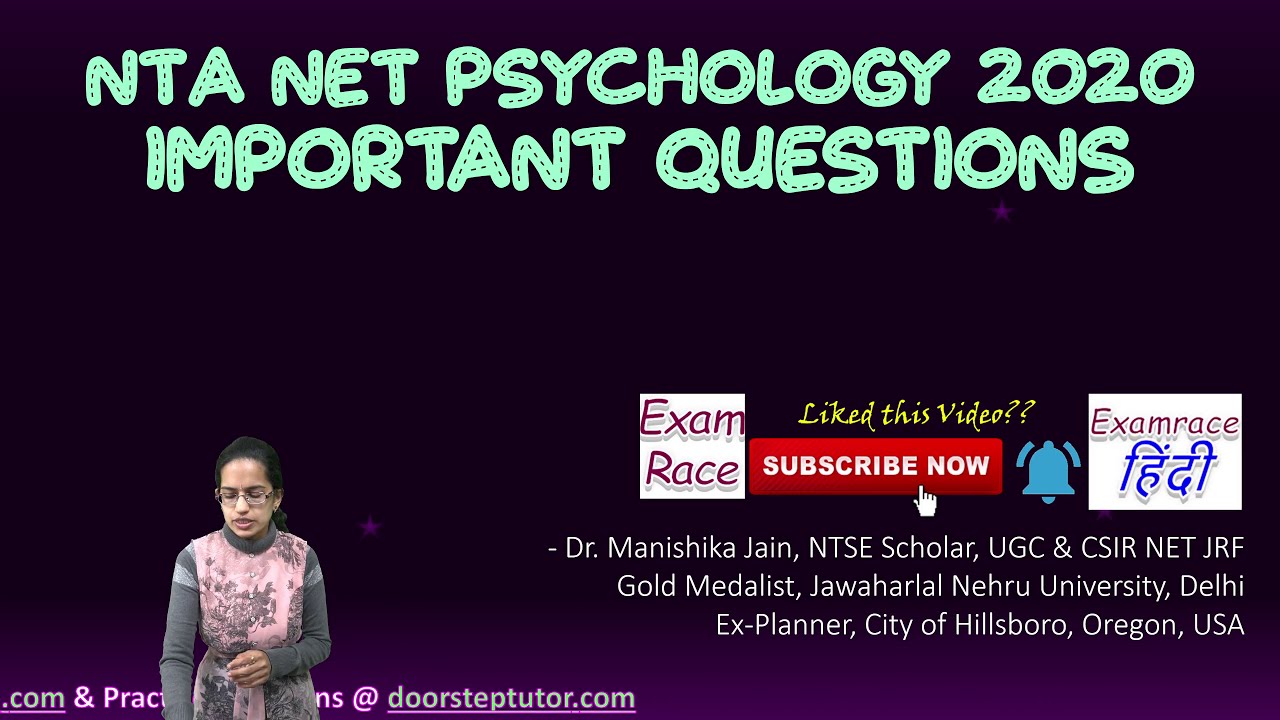 NTA NET Psychology 2020 (Past Paper Solutions) | Important Questions by Dr. Manishika Jain