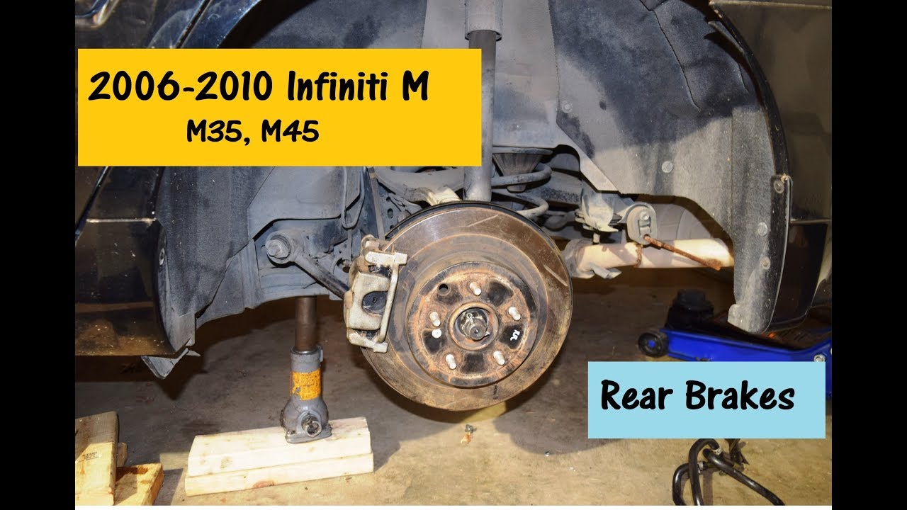 2006 Infiniti M45 Rear Brake Job. Service & Swap caliper, bracket, rotor, pads & slide pins