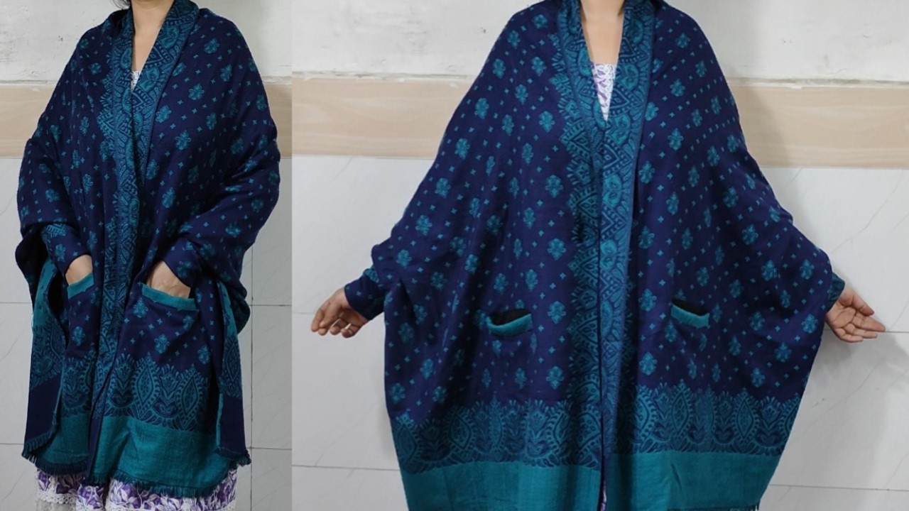Winter Sleeves Shawl With Pocket Cutting Stitching/ Korean Style Shawl Sleeves Makin/Cap Shaw DIY