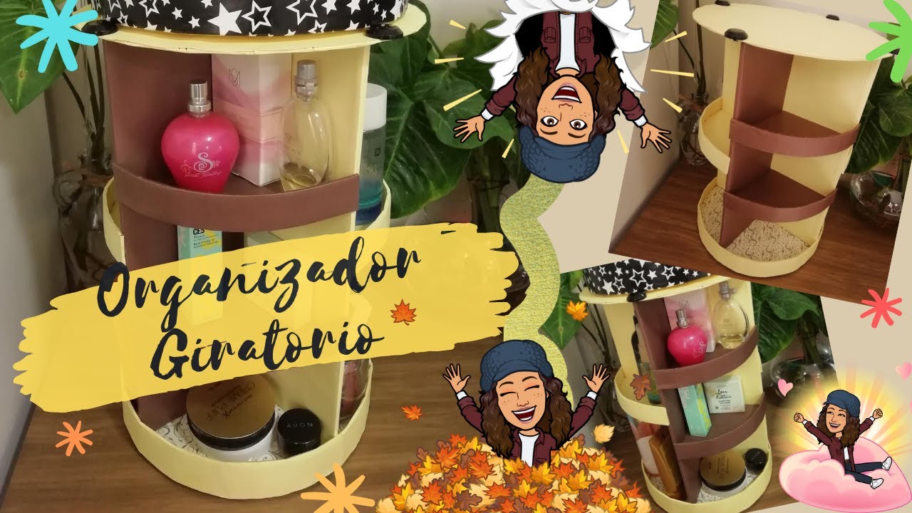 ORGANIZADOR GIRATORIO SOLO con CARTÓN📦| RECICLAJE | PASO A PASO | BASE GIRATORIA MULTIUSOS DIY