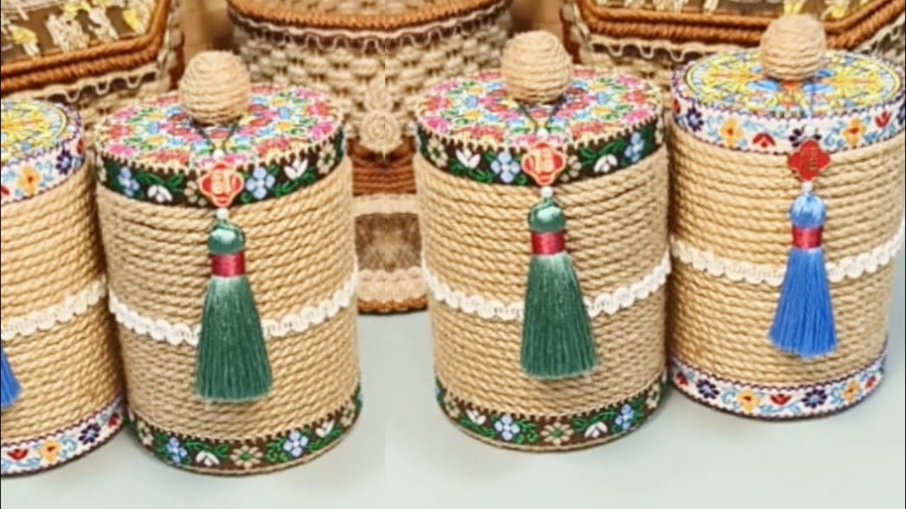 Best Tips! Reused Waste Plastic Cup, Hand-Woven Hemp Rope Making Make Up Tool holder Storage Basket