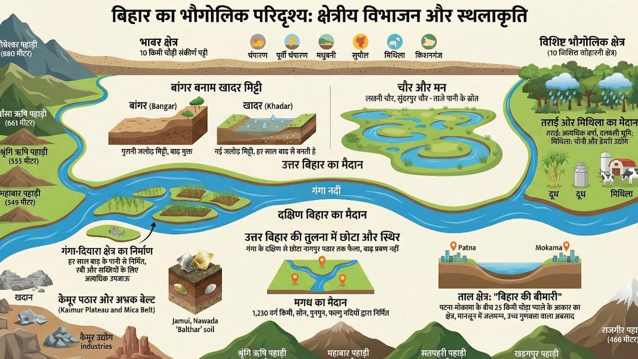 दक्षिण बिहार का भौगोलिक विभाजन: पहाड़, मैदान और खनिज।। Bihargeography।। Bpsc ।। Ssc ।। railway।।