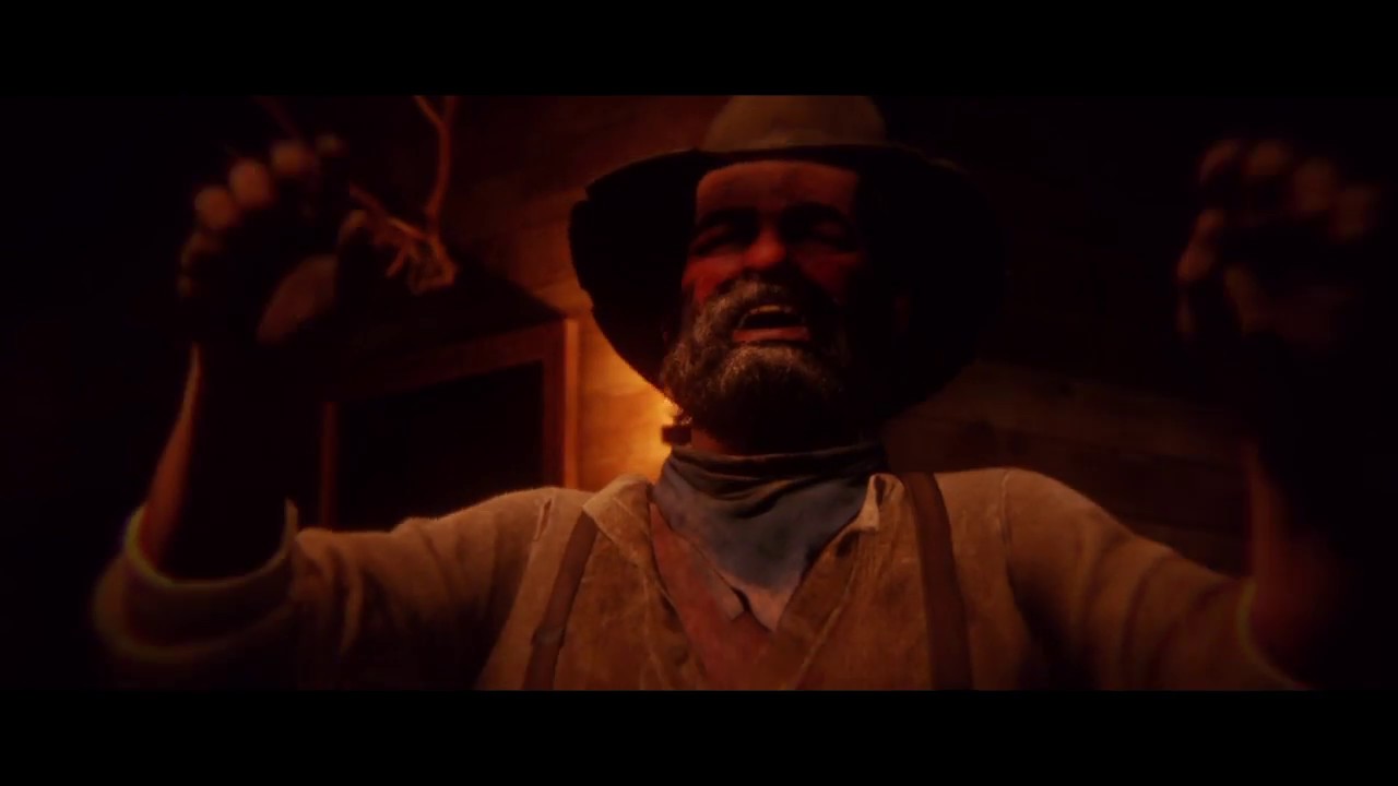 Red Dead Redemption 2 John Marston, Uncle and Charles celebrating, drinking and singing