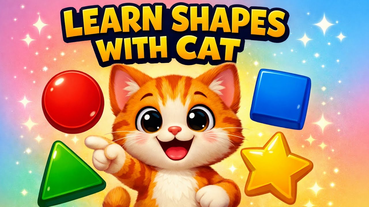 Learn Shapes With Cat 🐱 Fun Story for Kids #learnshapes #meow #catshorts  #meowmama #catcartoon