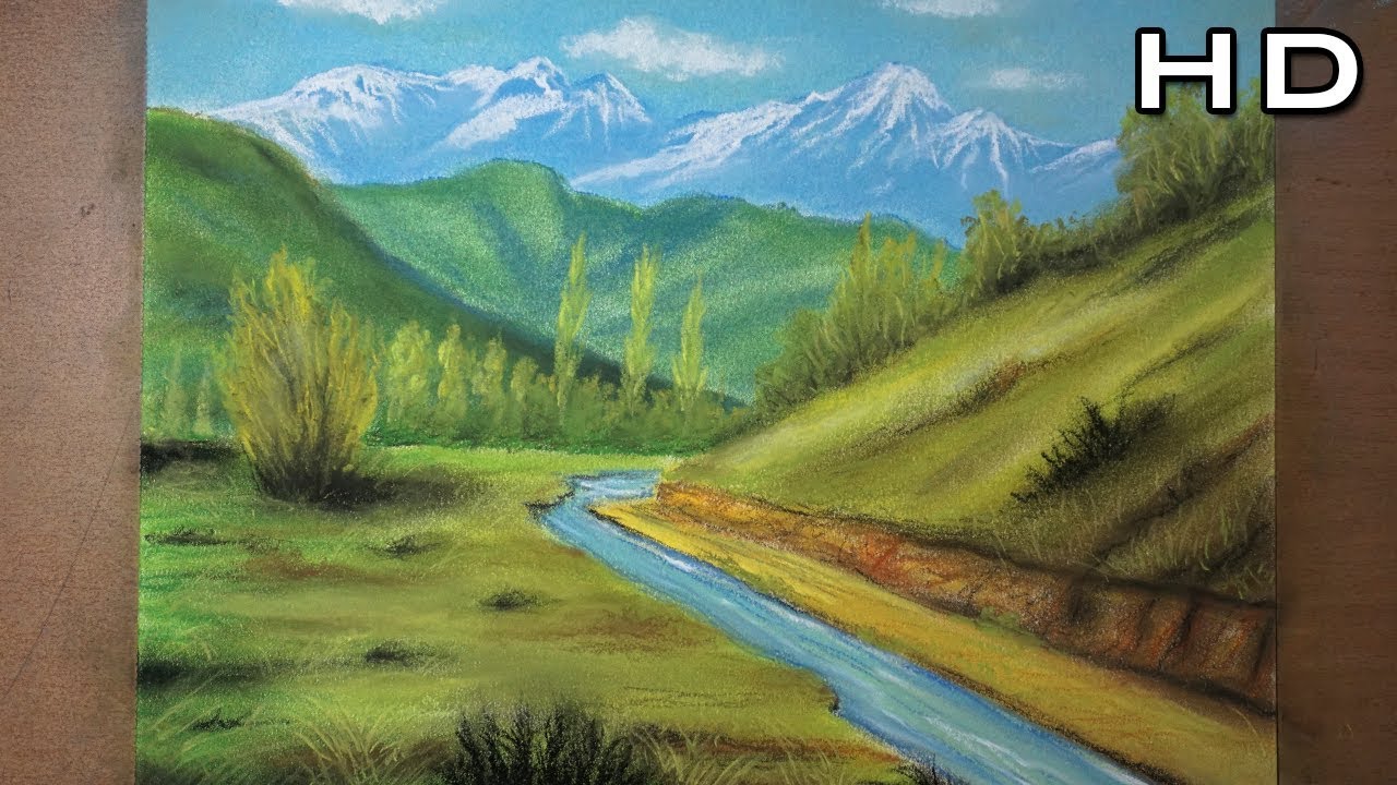 Cómo Pintar un Hermoso Paisaje de Campo al Pastel Paso a Paso - Tutorial de Dibujo
