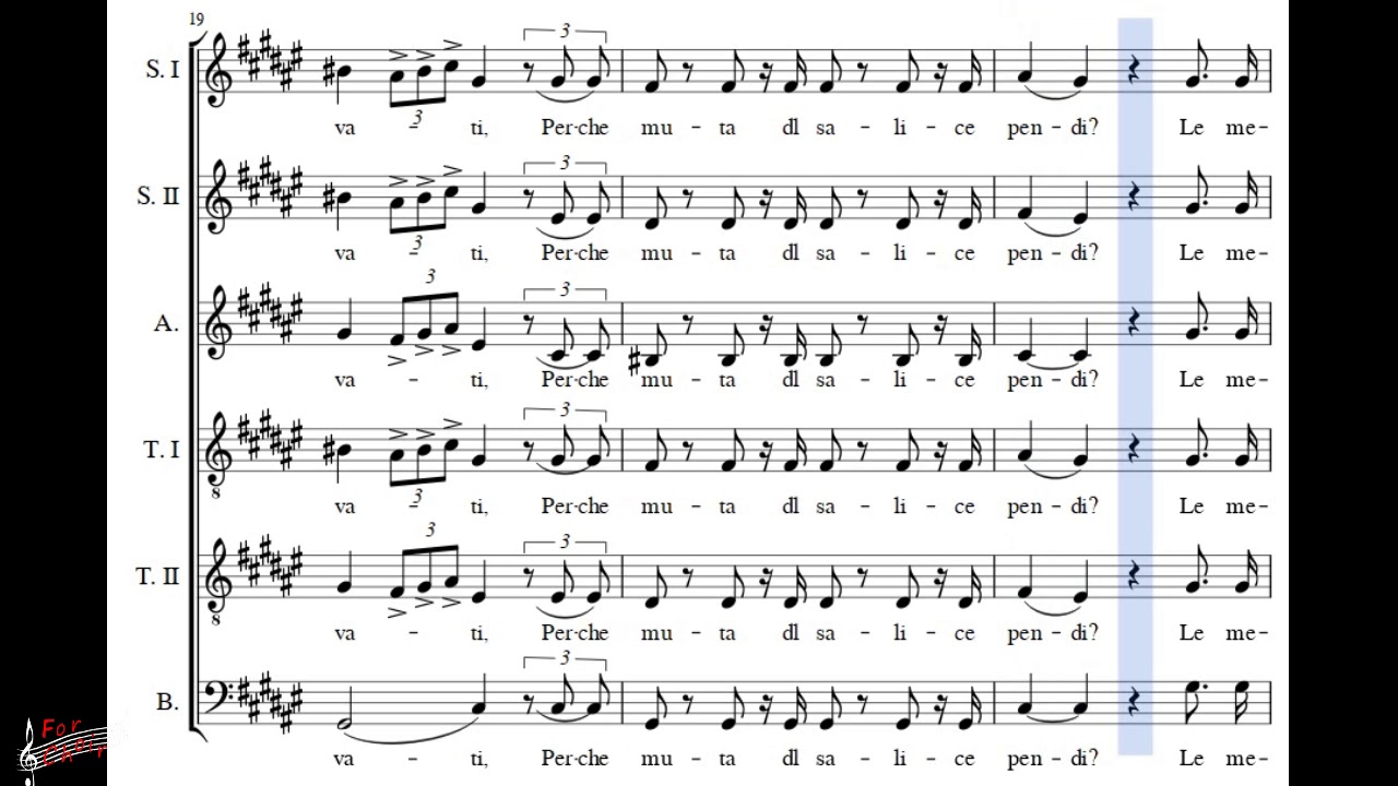 Choir/ch&oacute;r G. Verdi - Nabucco - Va, pensiero - Soprano II + score