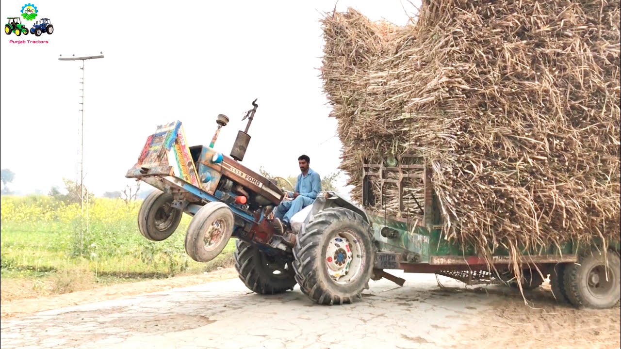 Tractor Wheeling | Crazy Driver Ford 4600 Fully loaded Trolley | Punjab Tractors