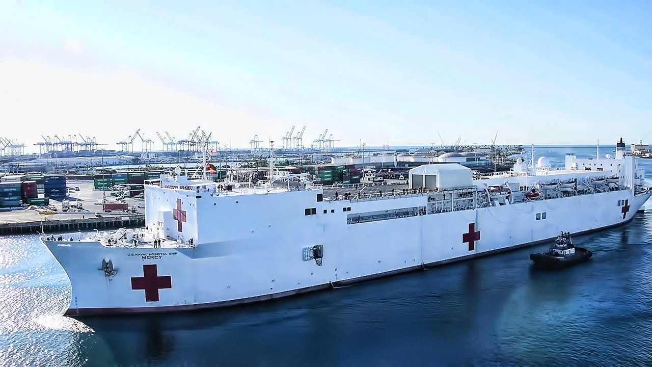 USNS Mercy Hospital Ship Arrives At LA Harbor Amid COVID-19
