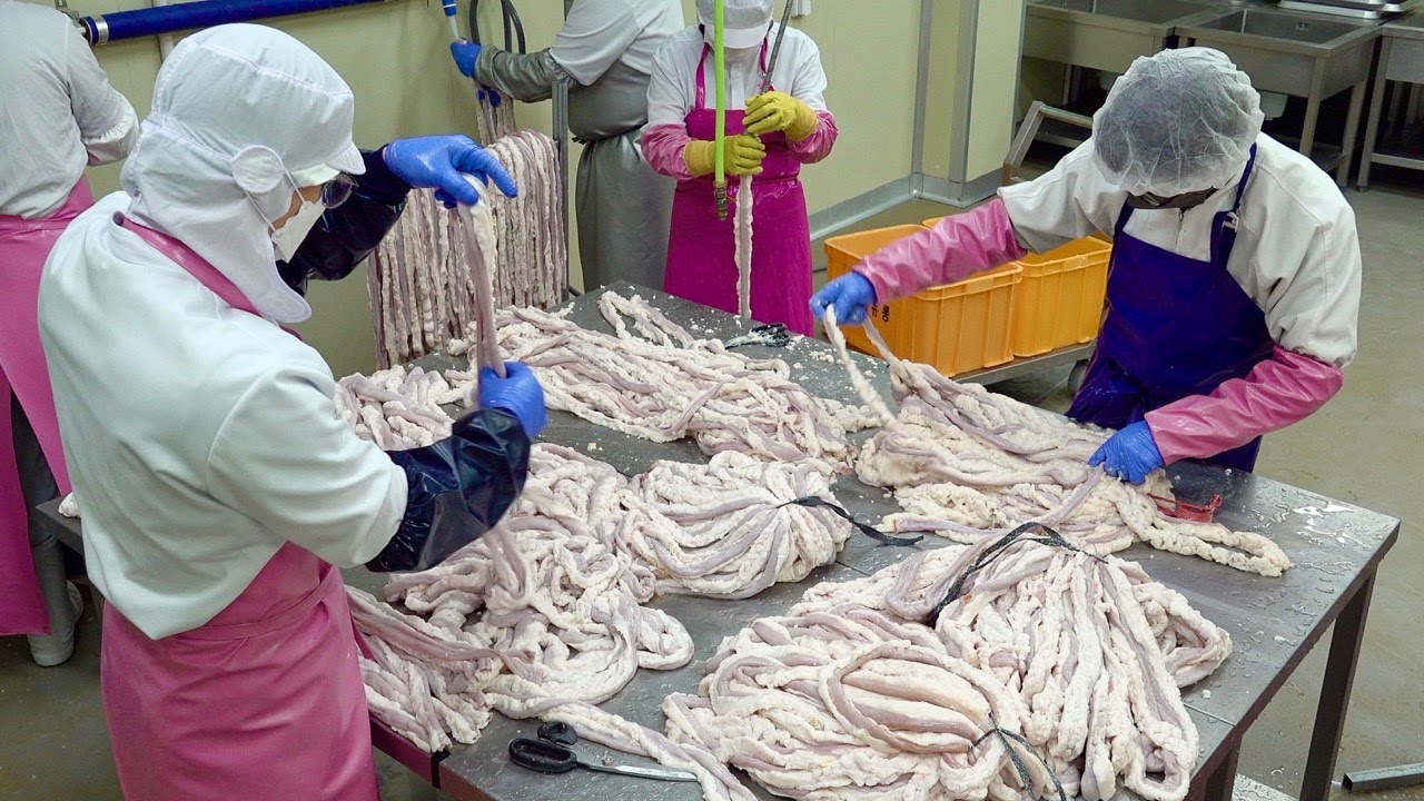 Так чисто! Завод по производству коровьего кишечника. Массовое производство продуктов питания