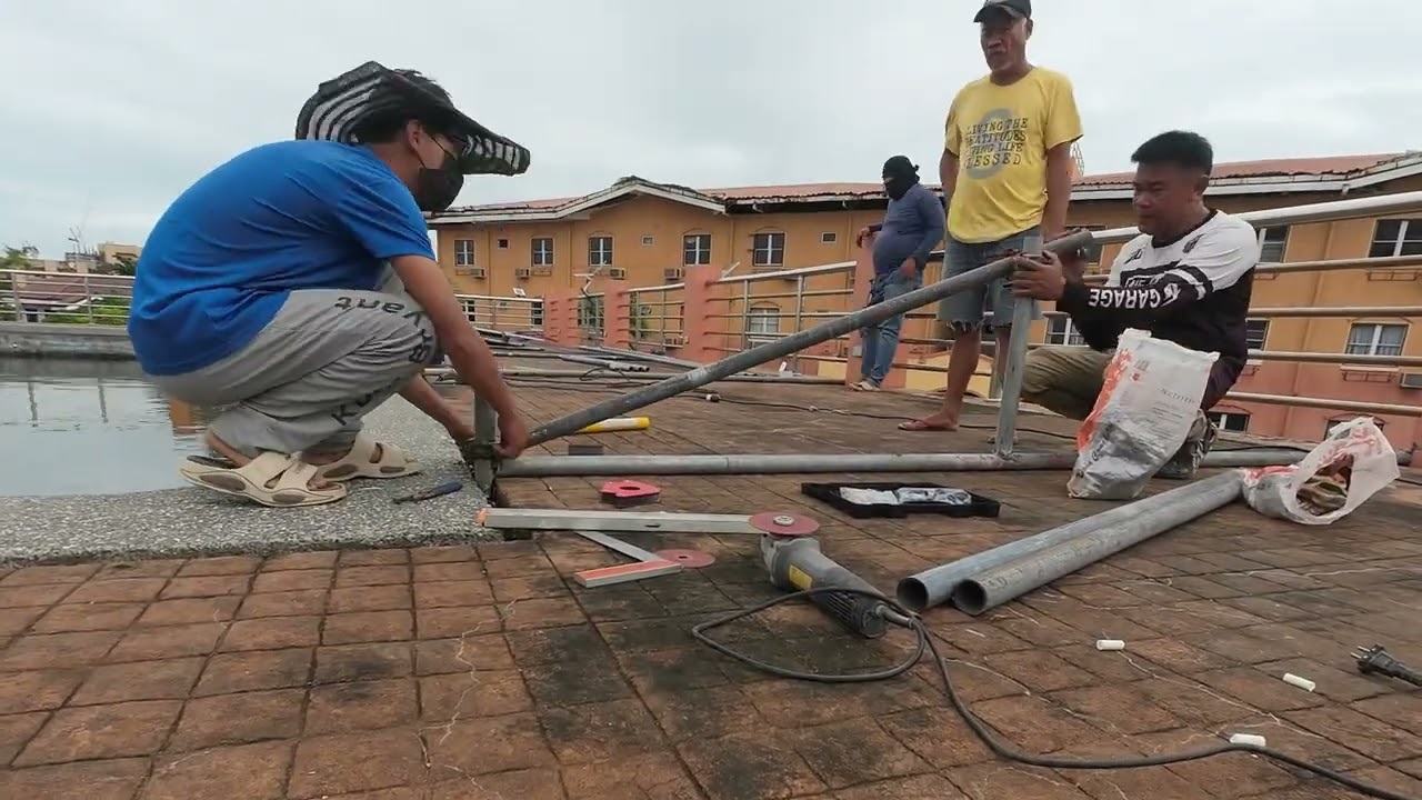 Solar Panel Frame Installation  Dive Pool Eco‑Power System