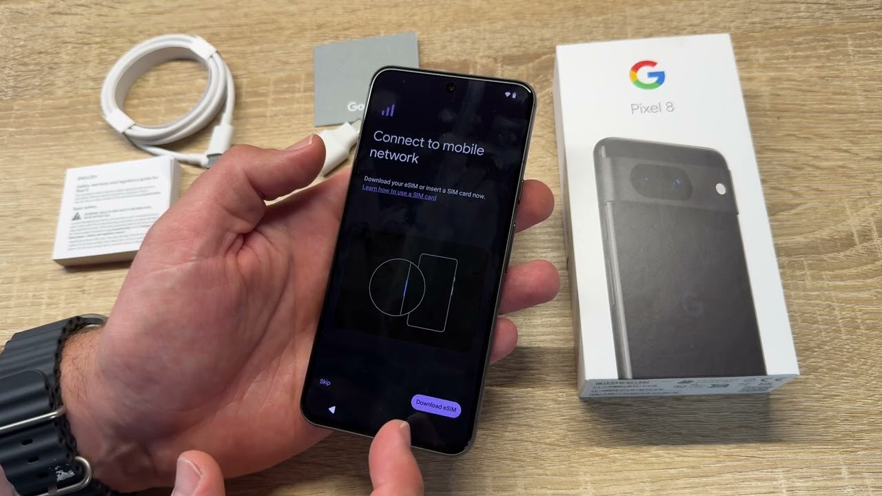 Google Pixel 8 Obsidian black - The only phone engineered by Google unboxing, setup and instructions