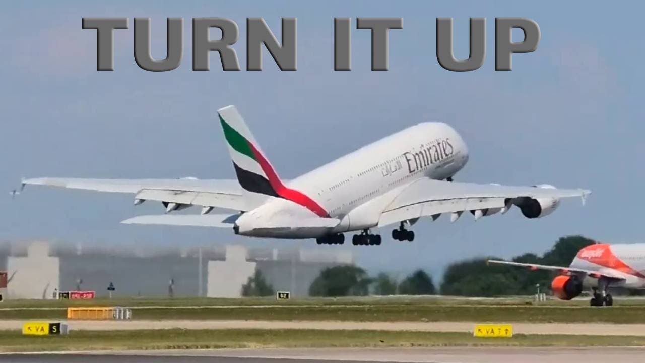 Emirates Airbus A380-800 📢(( LOUD Departure Manchester Airport