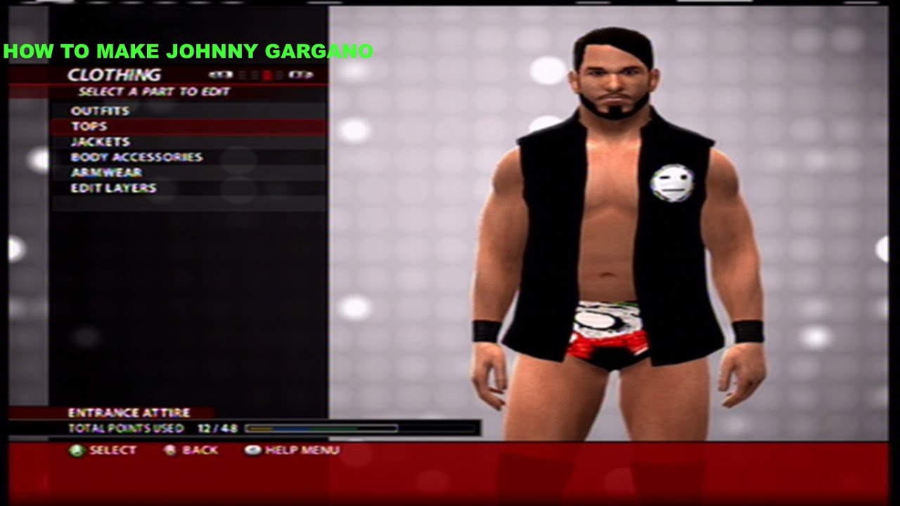 WWE 2K16:JOHNNY GARGANO CAW FORMULA(XBOX 360/PS3)