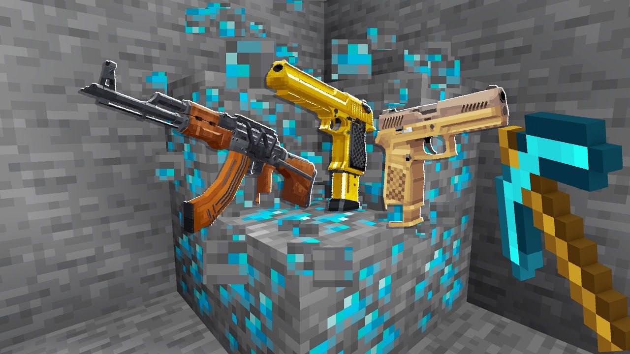 Minecraft But Ores Drop Guns