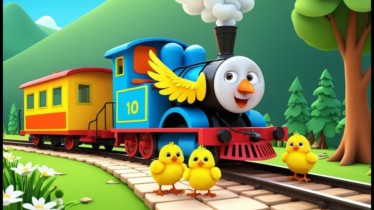Three Chicks Ride a Train for Camping | Funny and Fun Kids Nursery Rhyme Animation