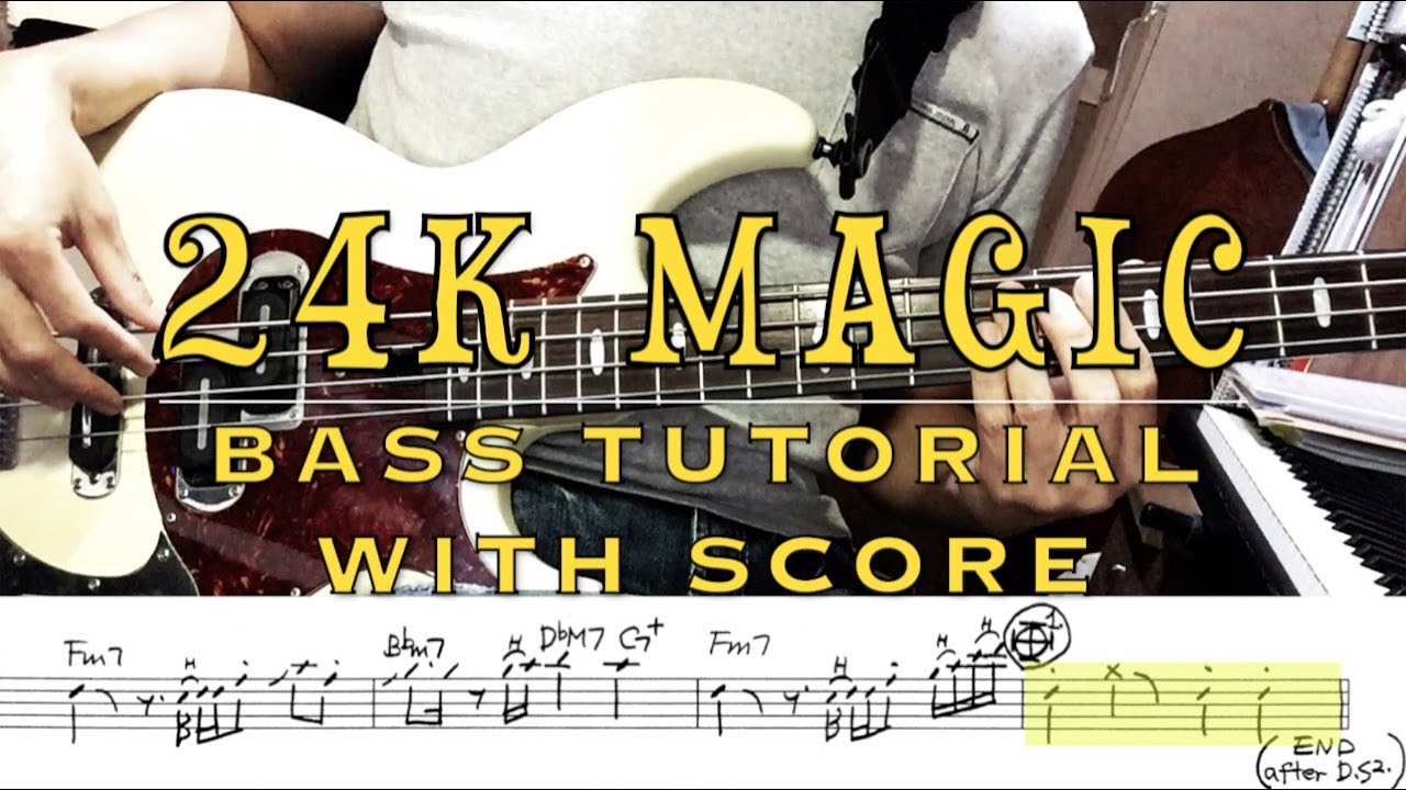 Bruno Mars - 24K Magic - Bass Tutorial (feat. Yamaha BB2024X, Boss SYB-5)