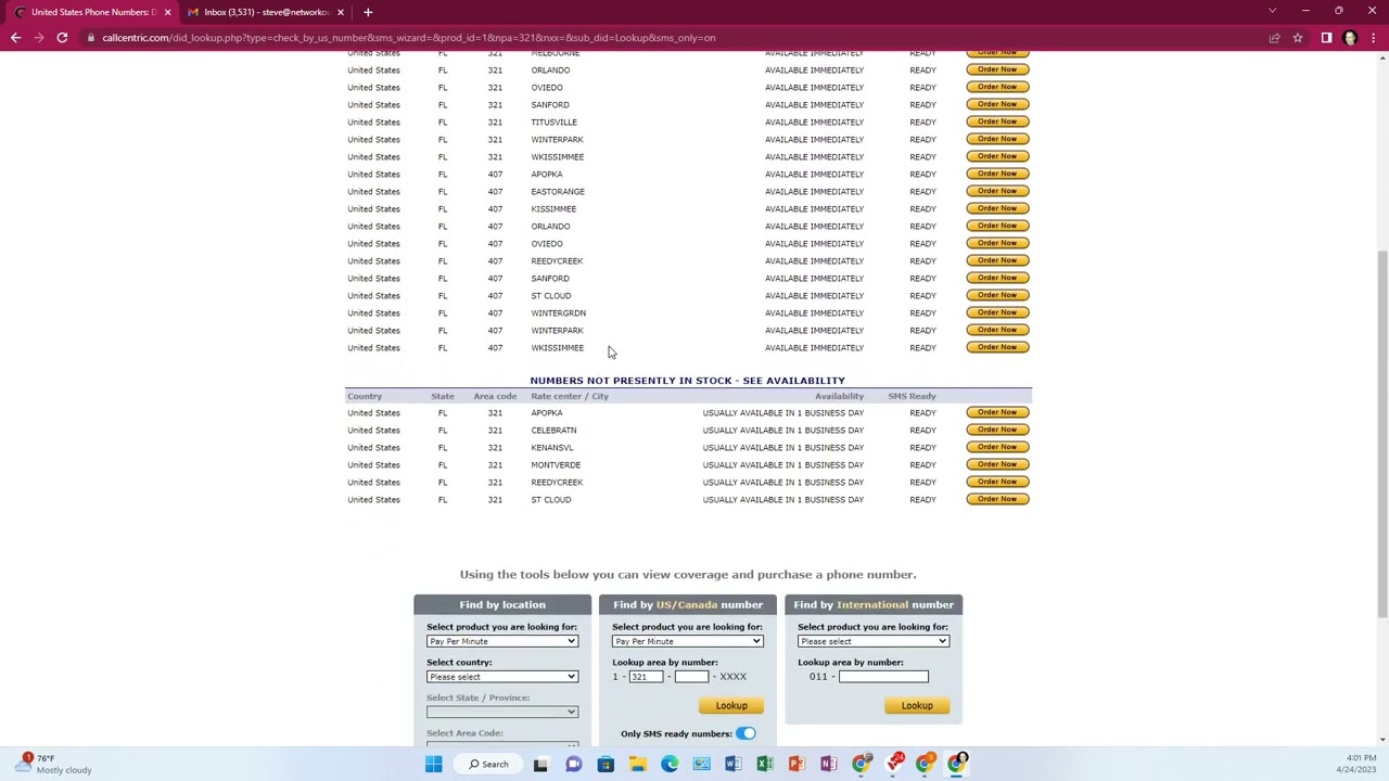 CallCentric Get Inbound phone number