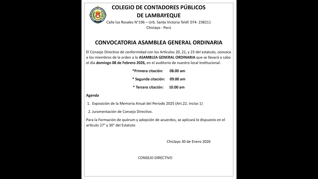 ASAMBLEA GENERAL ORDINARIA