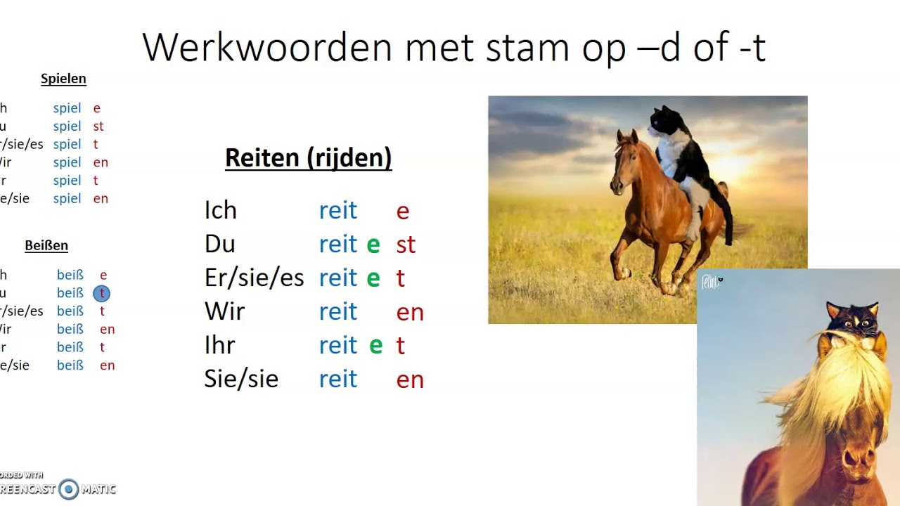 Werkwoorden met stam op d of t