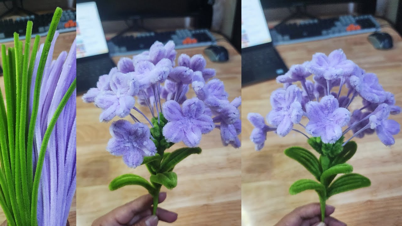 DIY flower | How to make Hydrangea flower using pipe cleaner | Tutorial for beginners