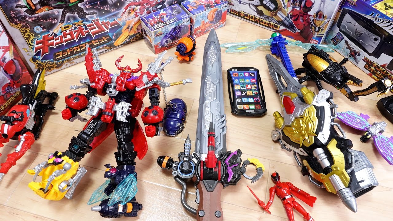 明日放送開始！王様戦隊キングオージャーDX玩具を全部一気に開封レビュー！ゴッドカブトセット・オージャカリバー・キングズウエポン・ローリングハンマー・スネイルガトリング