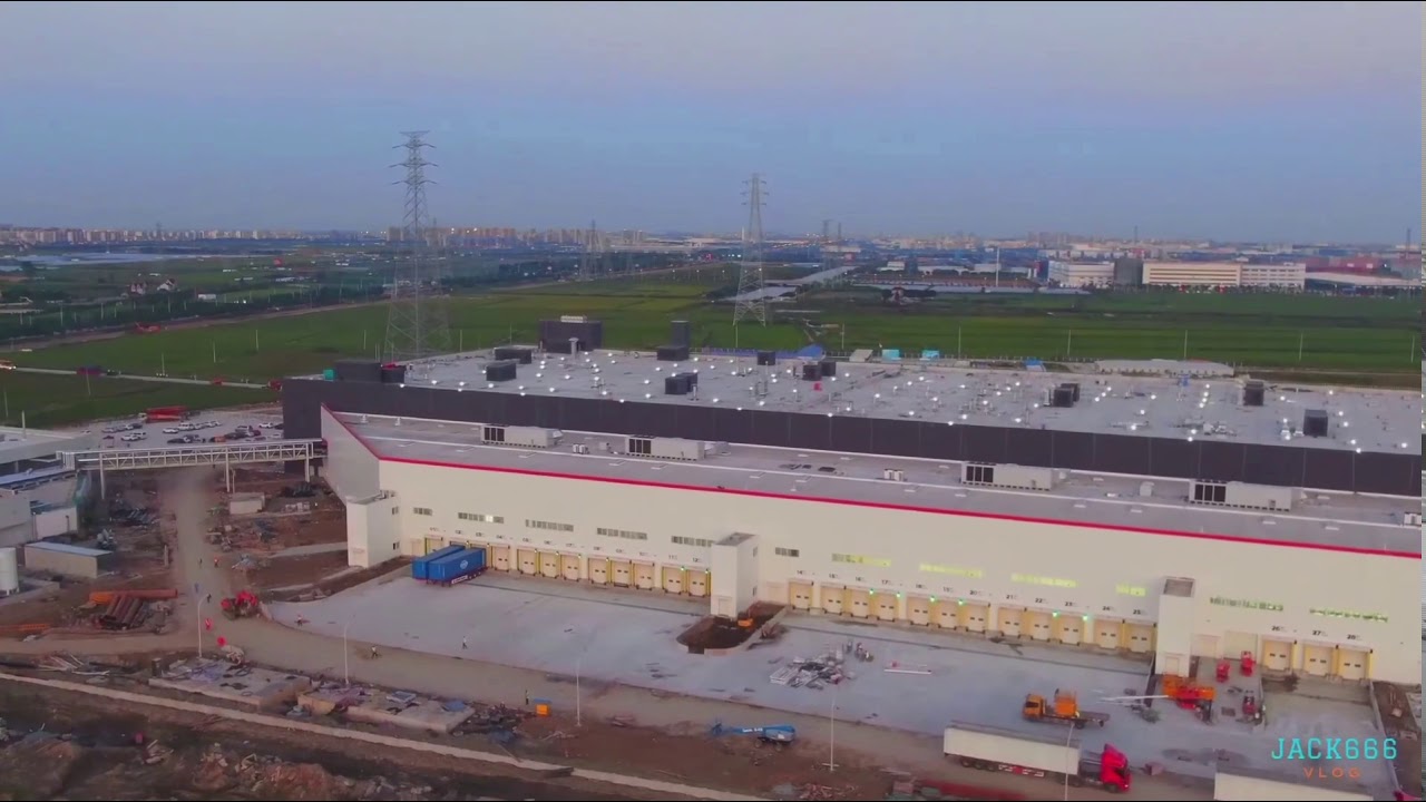 （Sep 26 2019) Tesla Gigafactory 3 Drone Flyover in Shanghai, China | Revealed 20 Stall Supercharger