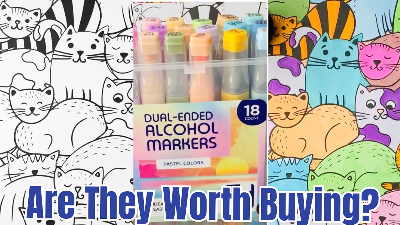 Reviewing 5 Below Pastel Alcohol Markers In Kawaii Kitties Coloring Book🫣