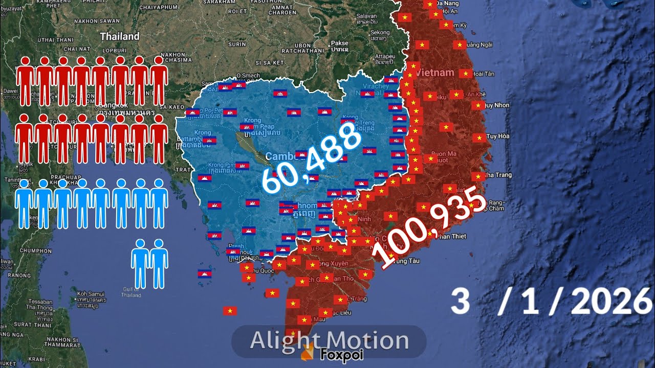 Vietnam vs Cambodia using Google Earth (Only Fiction!!!) 