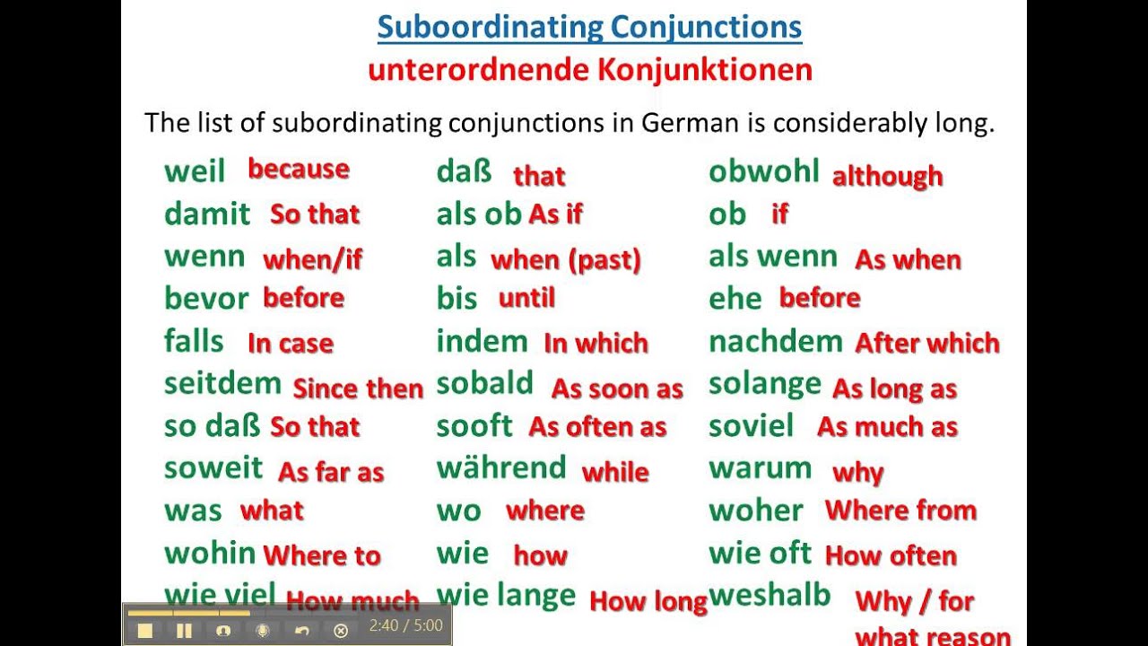 German conjunctions - www.germanforspalding.org