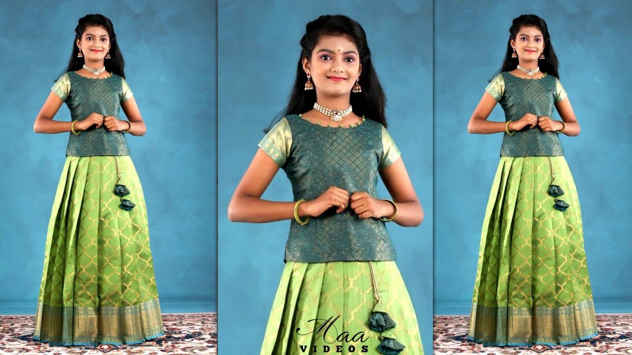 పట్టు లంగా బ్లౌజ్ కటింగ్ & స్టిచ్చింగ్ ఈజీగా నేర్చుకోండి / Lehenga blouse cutting / Long blouse 