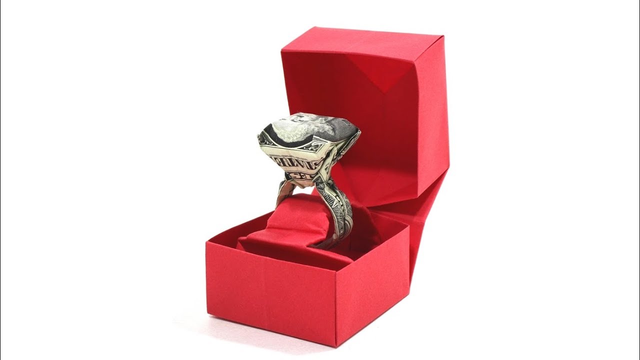 Origami Dollar bill Diamond Ring tutorial 折り紙 ダイヤの指輪