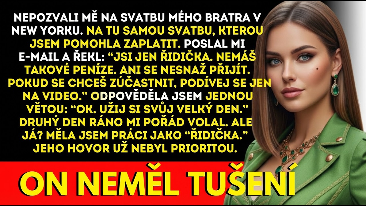 Bratr mi psal „Jen řidič“ a vyřadil mě ze svatby. Pak vyšlo najevo, že jsem platil účty.
