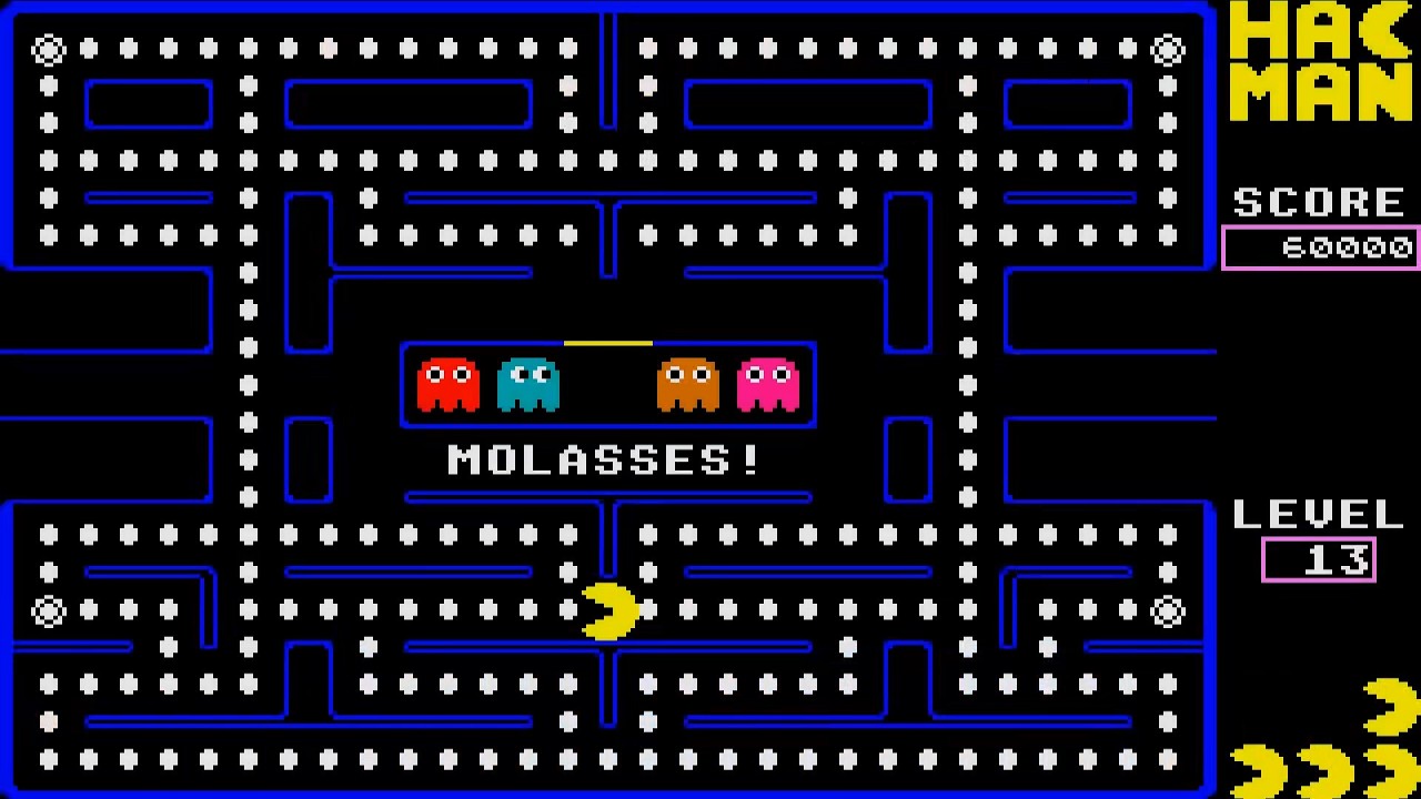 ATARI ST MOLASSES LEVEL 13 HACMAN I HAC MAN 1 PACMAN PAC MAN HACK CLONE David Bagget ELEMENTS
