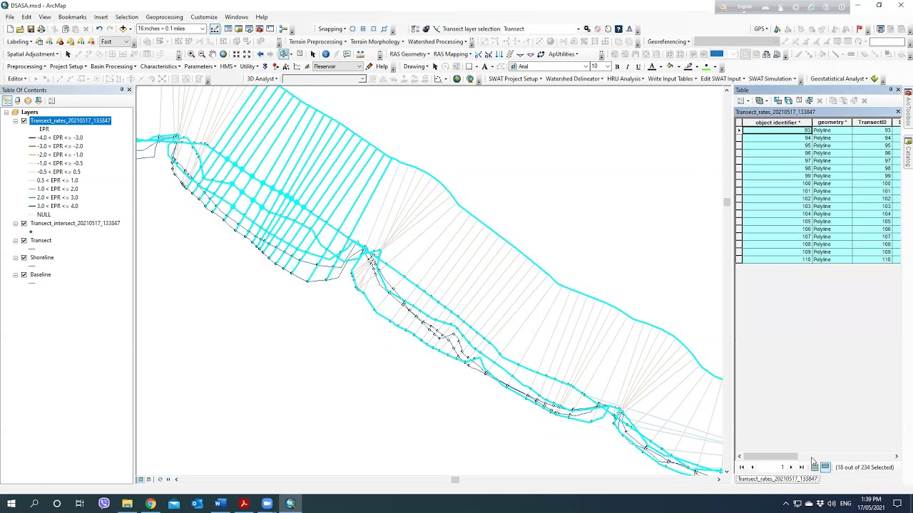 DSAS Analysis using DSASAddin_v5 with Supported files