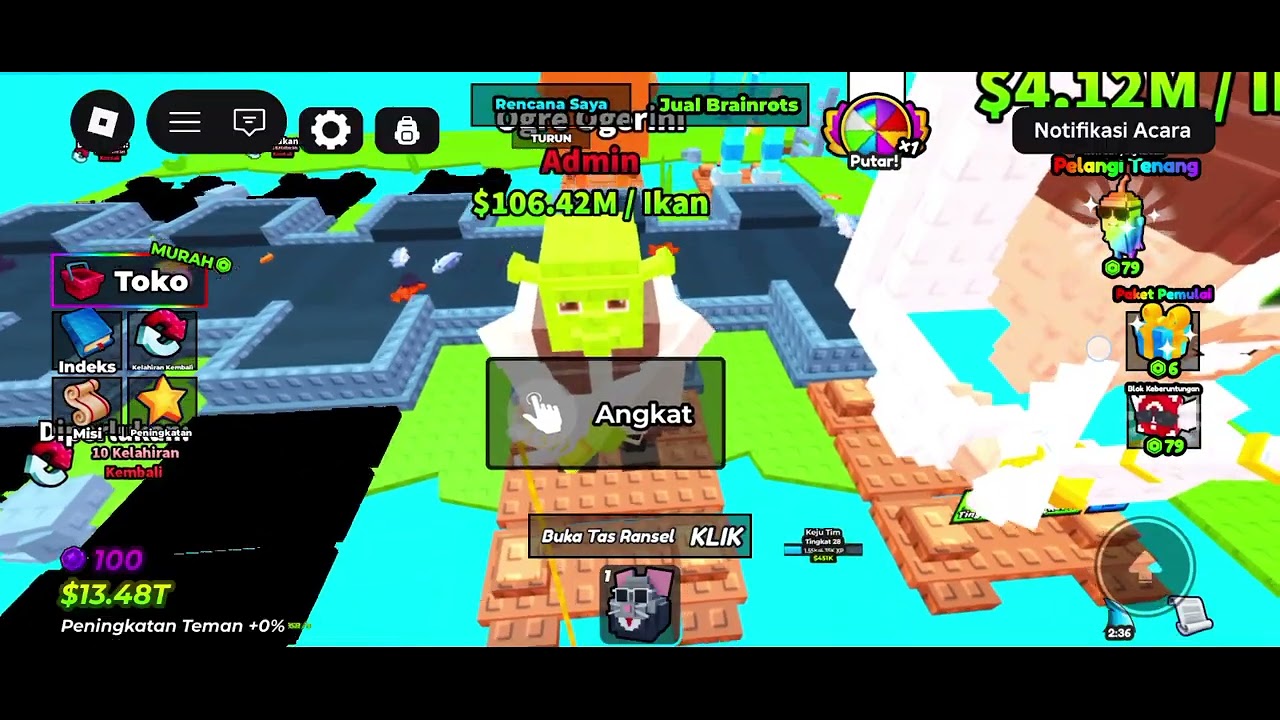 Aku bermain Roblox!!brainrot memancing saya