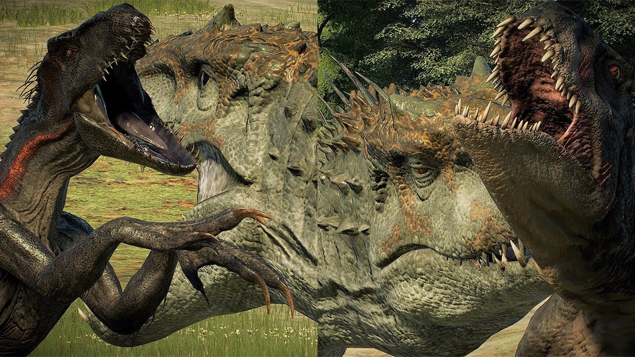 INDOMINUS REX VS INDORAPTOR AND SCORPIOS REX!! - Jurassic World Evolution 2