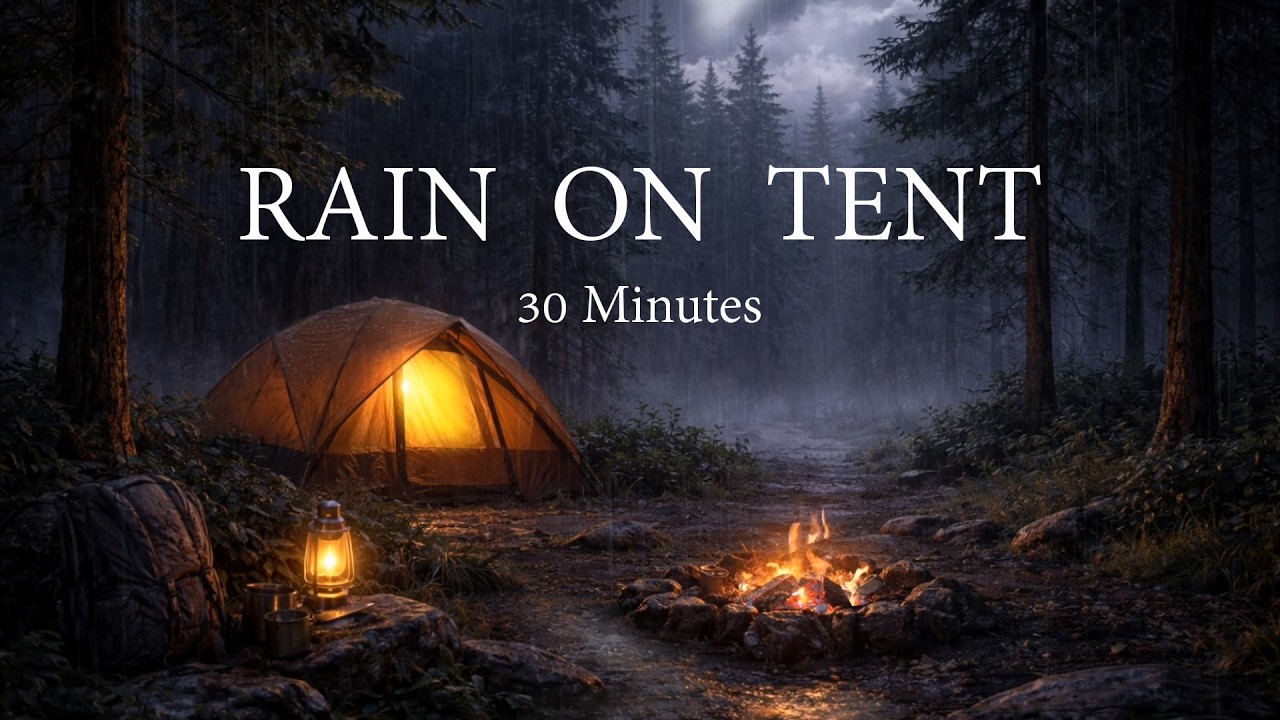 🏕️🌧️ Rain on Tent at Night | Cozy Camping Ambience for Deep Sleep (30 Min)