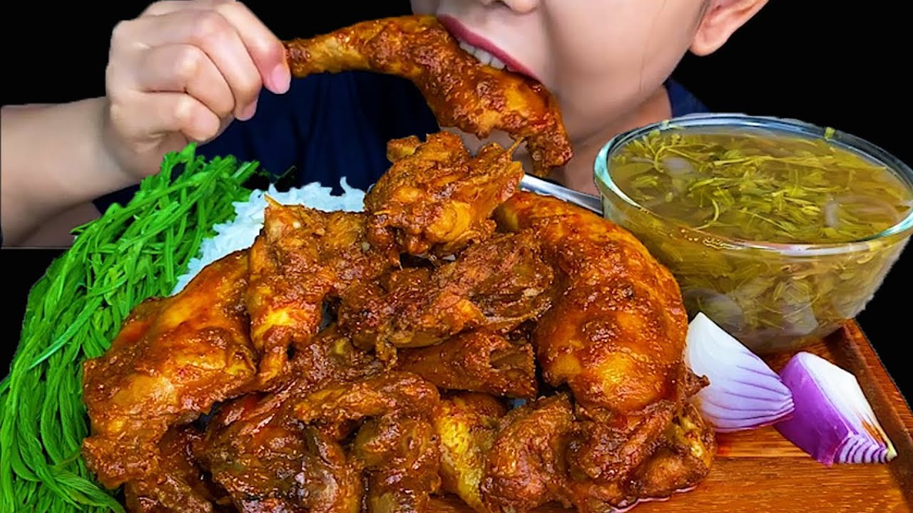 MUKBANG EATING||SPICY THE WHOLE CHICKEN CURRY & WHITE RICE