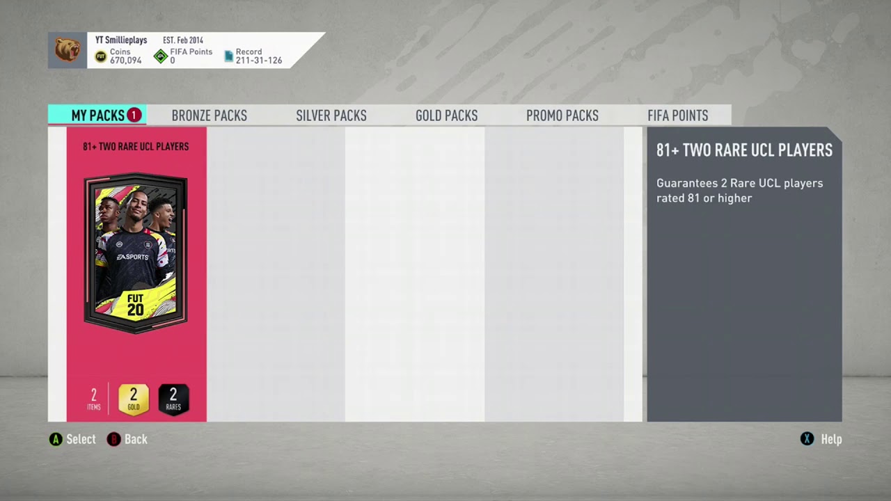 UCL 81+ Double Upgrade Pack FIFA 20
