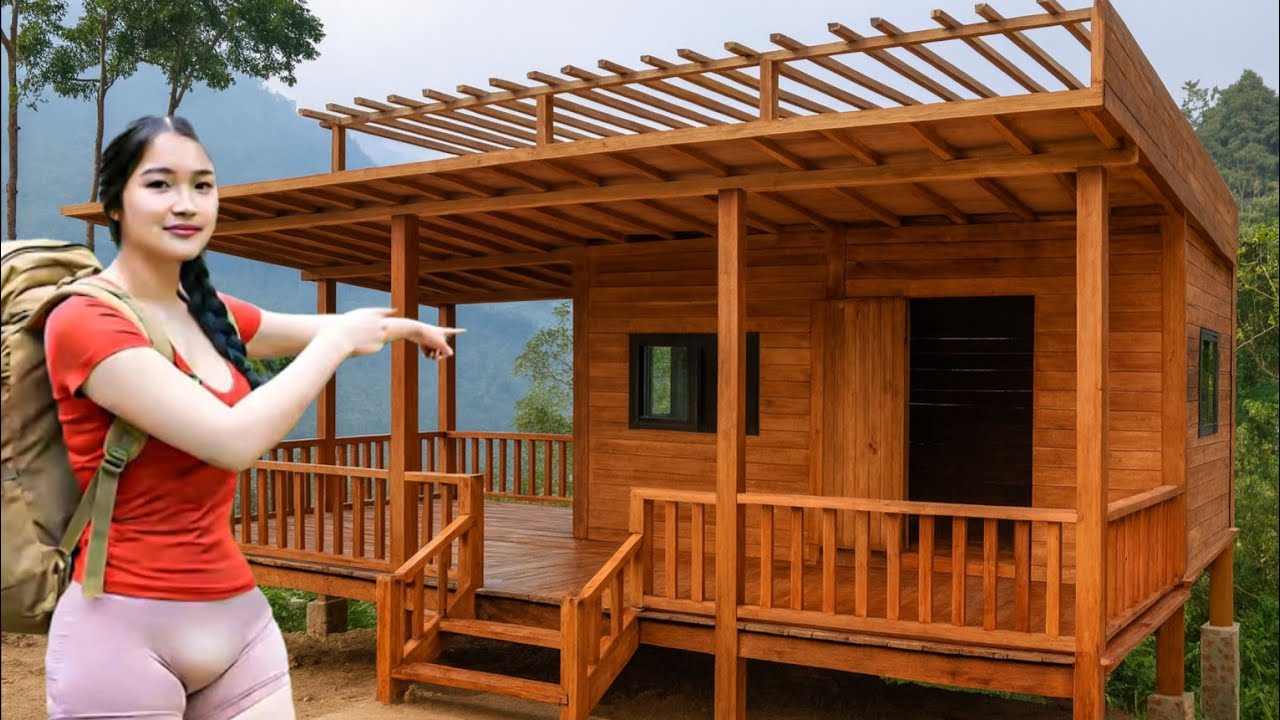 Standing firm in the green forest. The 18-year-old girl builds her own dream living space.