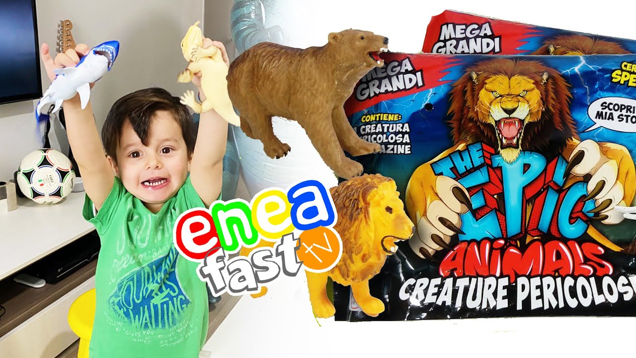 UNBOXING 4 BUSTINE THE EPIC ANIMALS -CREATURE PERICOLOSE - ENEA FAST TV FOR KIDS - VIDEO PER BAMBINI