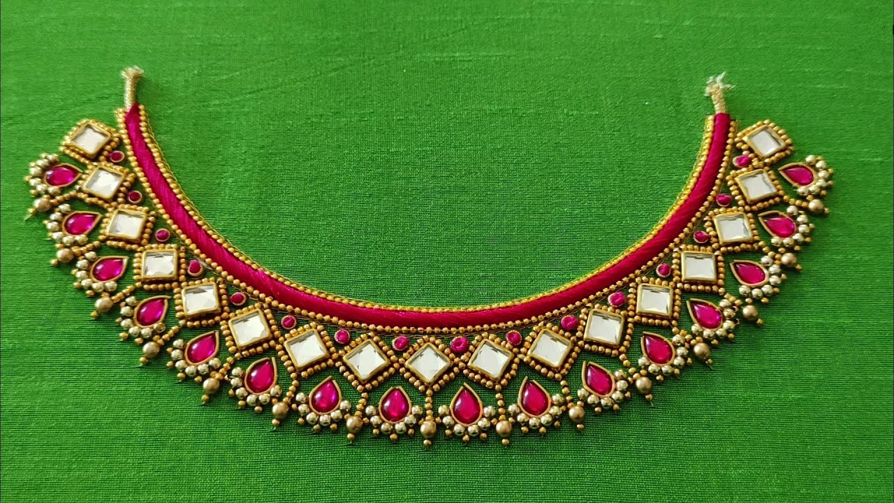 Beautiful Maggam Work Blouse Design Using Normal Needle #AariWorkUsingNormalNeedle