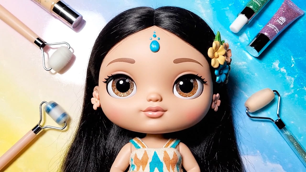 Enchantimals Doll Makeup Tutorial Doll Eye Shadow and Lipstick Transformation ASMR