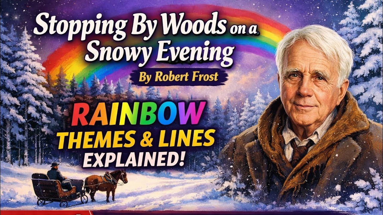 Stopping By Woods on a Snowy Evening by Robert Frost Rainbow 🌈 Part 1 Themes, Line by Line Explained