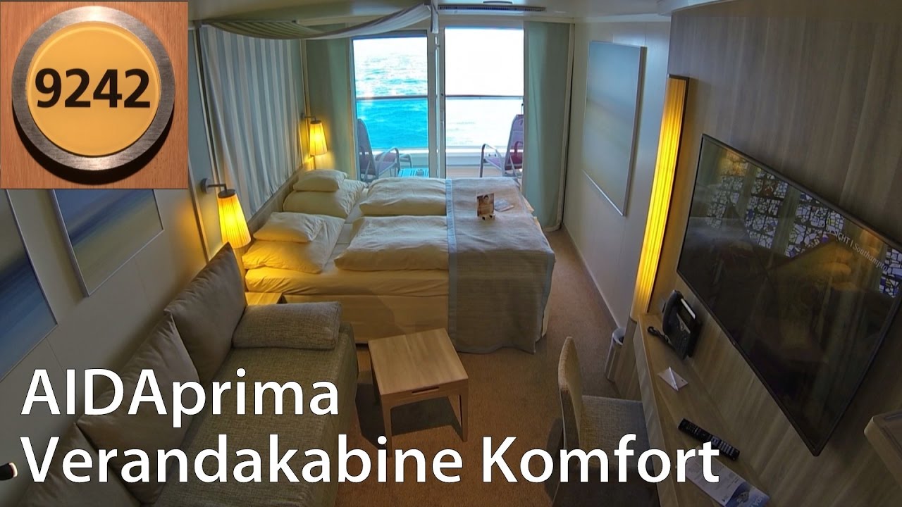 AIDAprima Verandakabine Komfort mit 2 Bädern | Rundgang | 9242