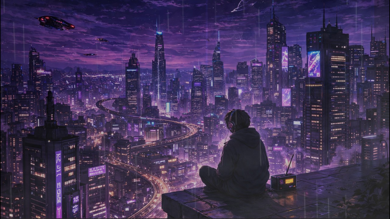 Rainy Tokyo 2086 🌧 Futuristic City Ambience for Sleep & Study (1 hour)