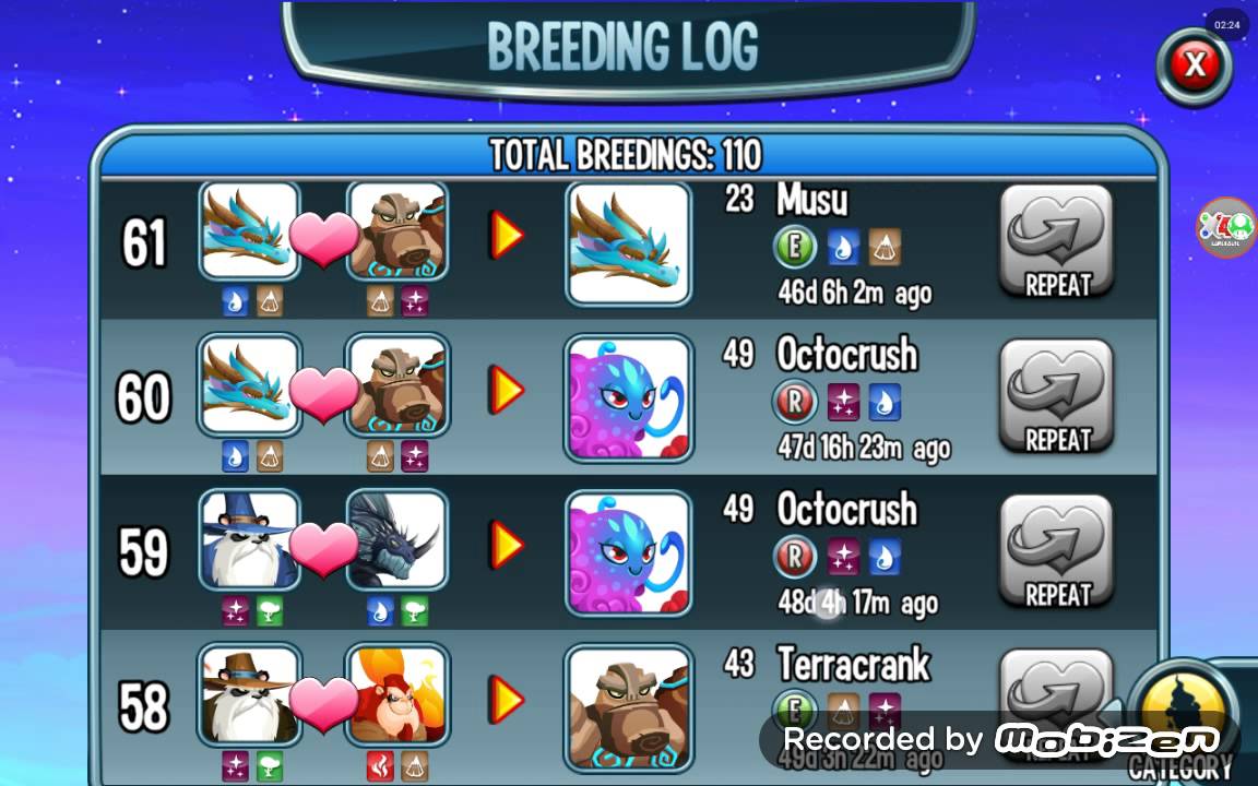 Monster legends my breeding log