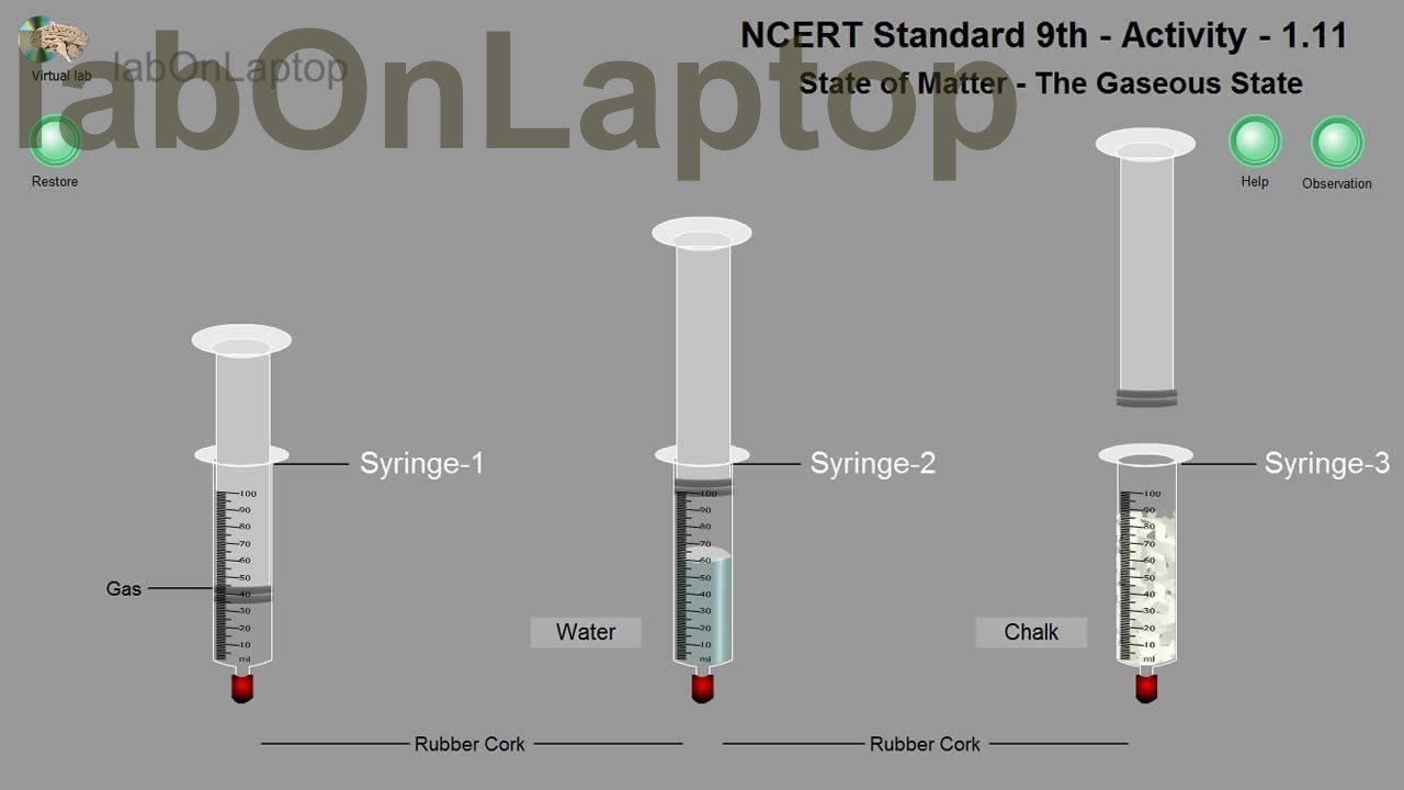 NCERT Class 9th - Activity 1.11 | The Gaseous State of Matter | labOnLaptop | Virtual Lab