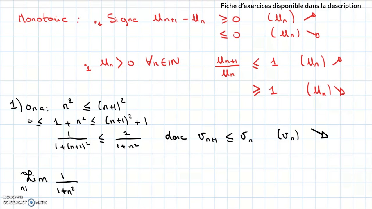 TD7 Suites numériques exercice 3 / monotonie et convergence
